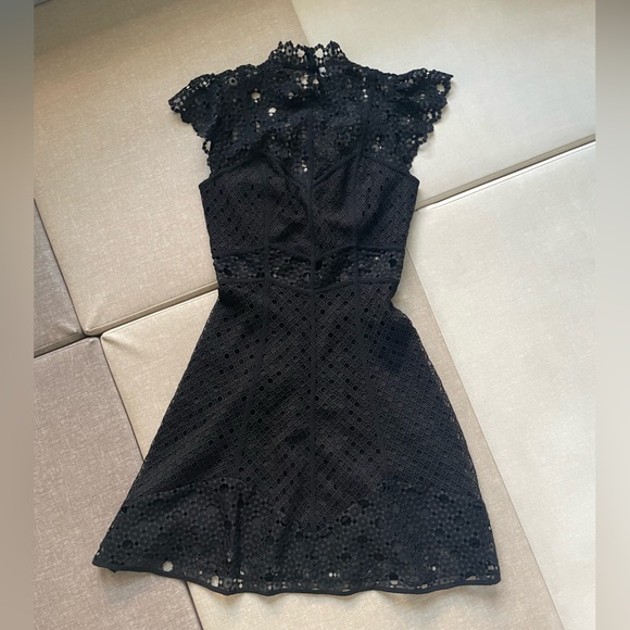 Sandro Classic Black Lace Mini Dress - Picture 1 of 14